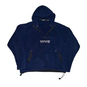 Timberland Performance Polartec Fleece Hoodie Mens Large Navy Blue Quarter Zip